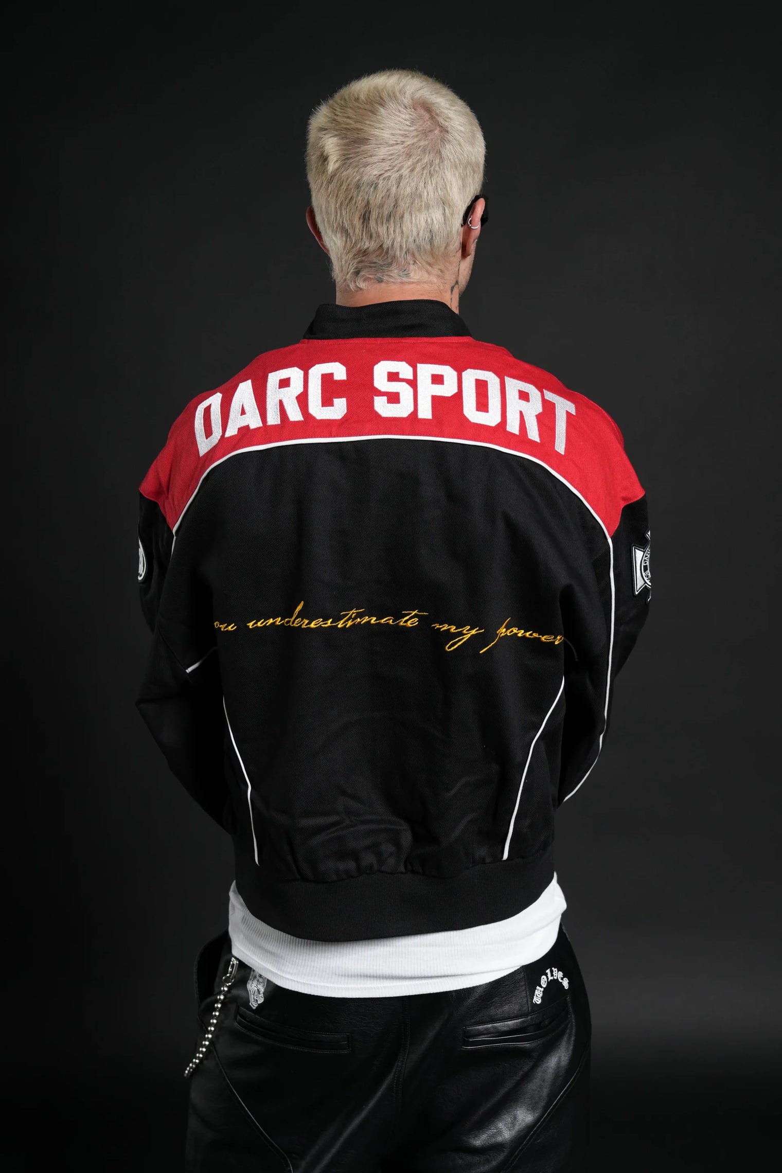 You Underestimate My Power Grit Road Racing Jacket in Black/Red