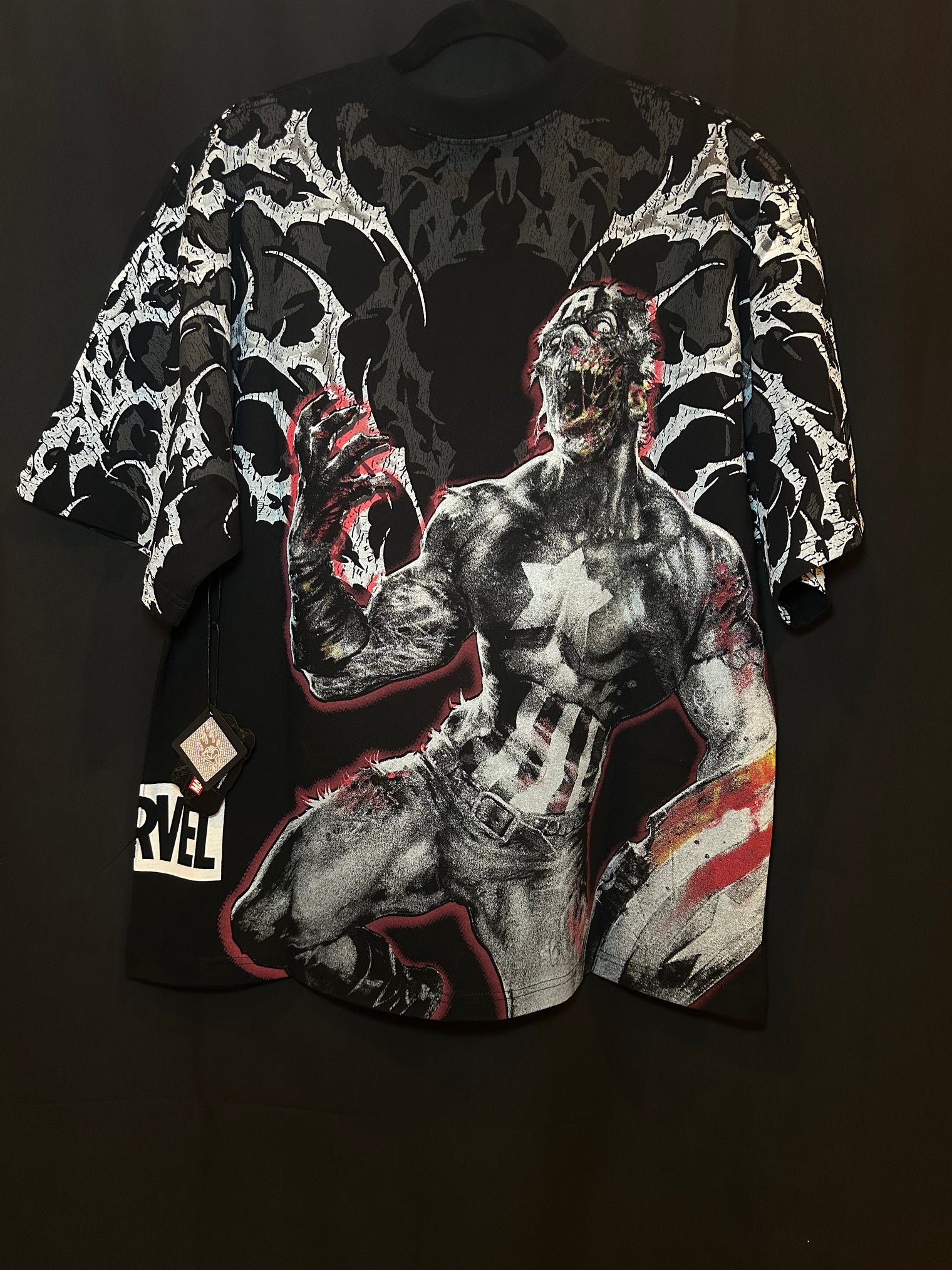 Captain America Zombie "Side By Side" 199X Oversized Tee in Black