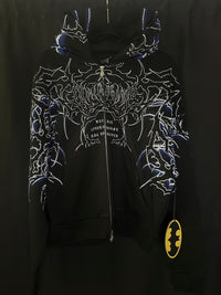 Throned Knight Outliers Distressed Zip Up Hoodie in Vintage Black