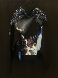 Throned Knight Outliers Distressed Zip Up Hoodie in Vintage Black