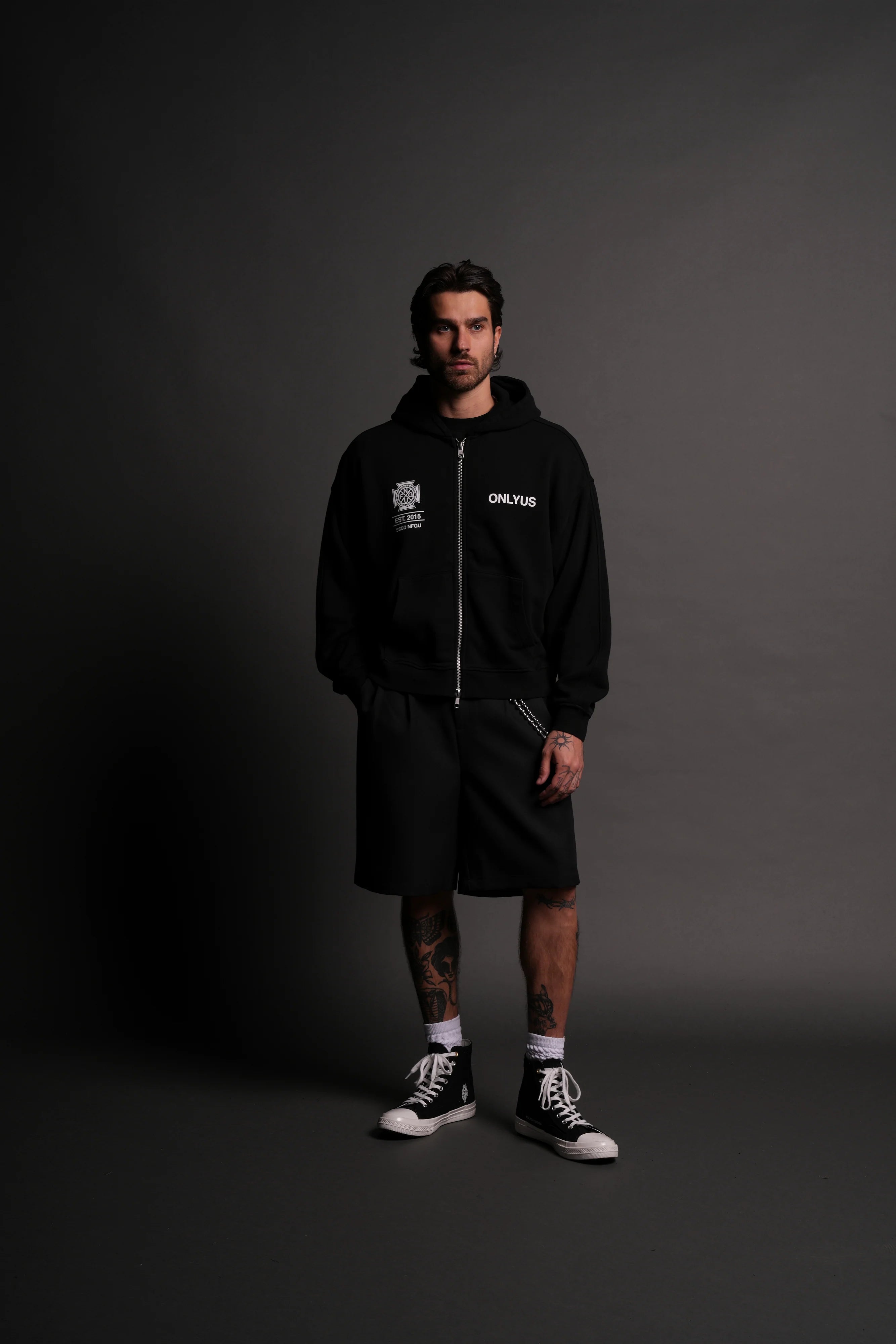 Fearless V2 Darco Double Zip Hoodie in Black