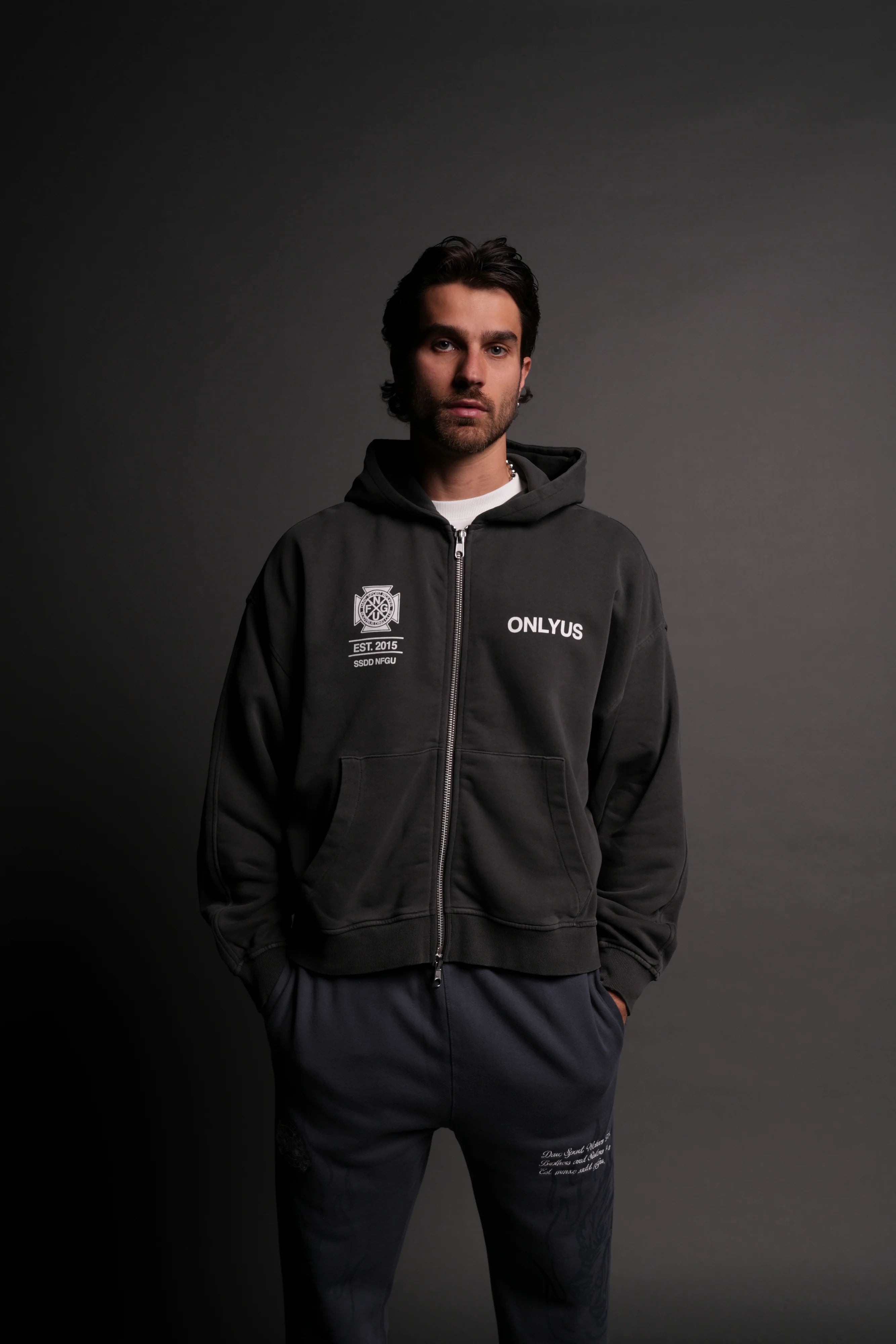 Fearless V2 Darco Double Zip Hoodie in Wolf Gray