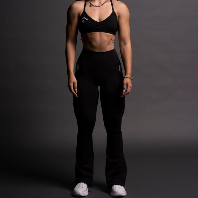 Dual Wolf "Georgia" Energy Flare Leggings in Black